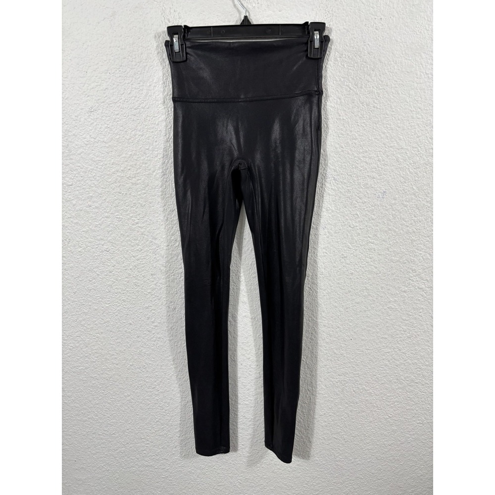 Spanx Pants‎ Womens Small Black Faux Leather Leggings High Rise Shaping